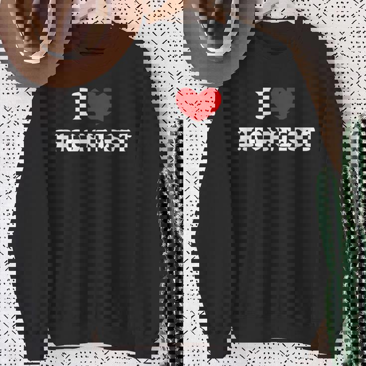 I Love Honest 私は愛する Honest スウェットシャツ 年配の女性への贈り物