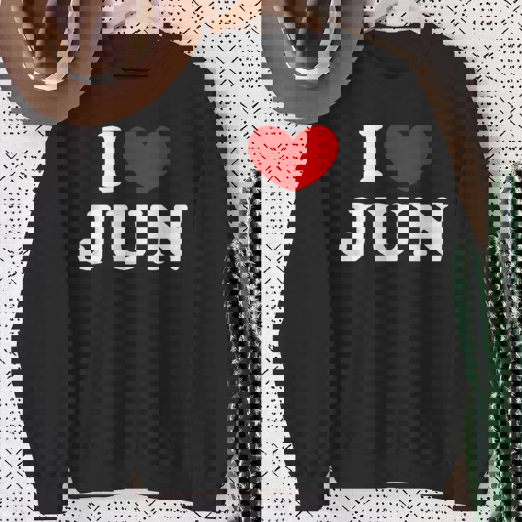 I Love Jun 私は愛する Jun スウェットシャツ 年配の女性への贈り物