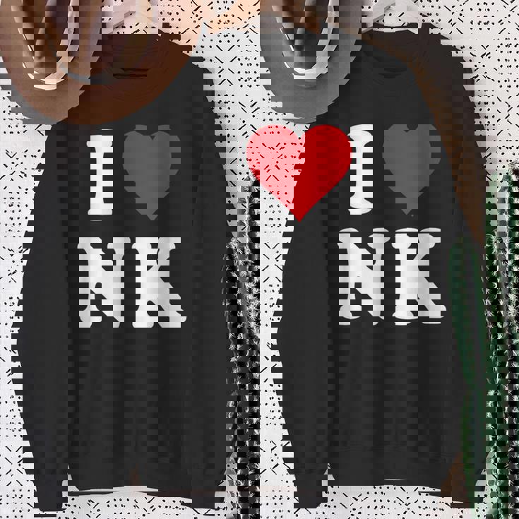 I Love Nk Initials I Heart NK First Last Name N K スウェットシャツ 年配の女性への贈り物