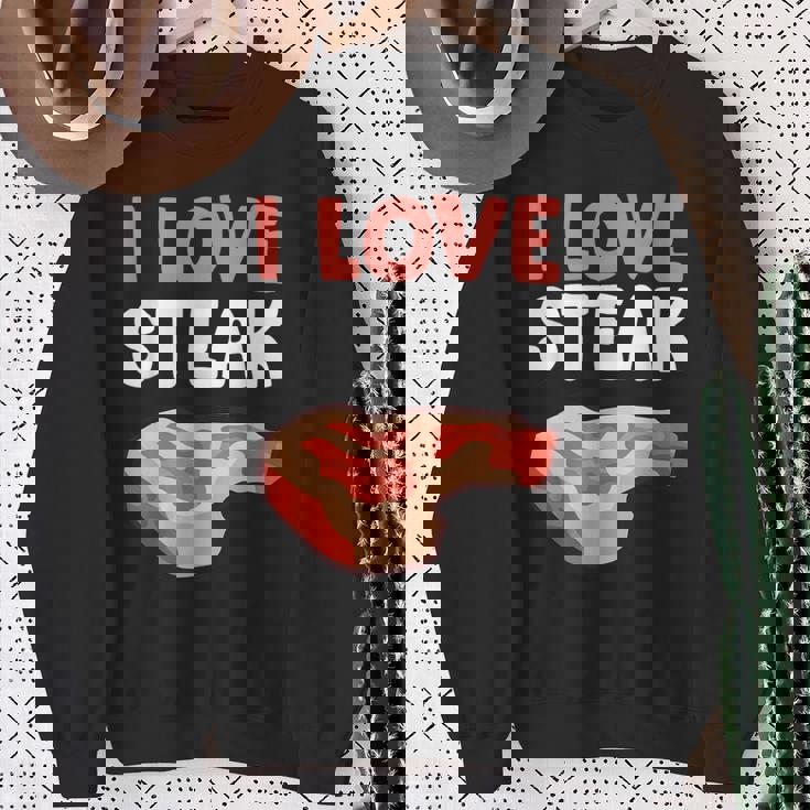 I Loveteak おもしろステーキ バーベキューグリルステーキ スウェットシャツ 年配の女性への贈り物