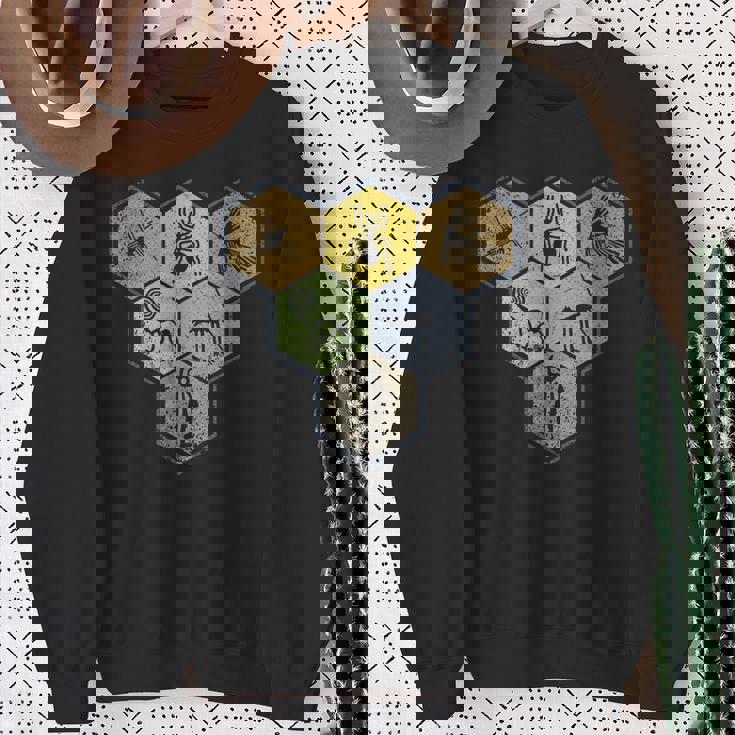 Nazca Linesナスカラインズ レトロなクモ 猿 宇宙人 鳥 六角形 スウェットシャツ 年配の女性への贈り物