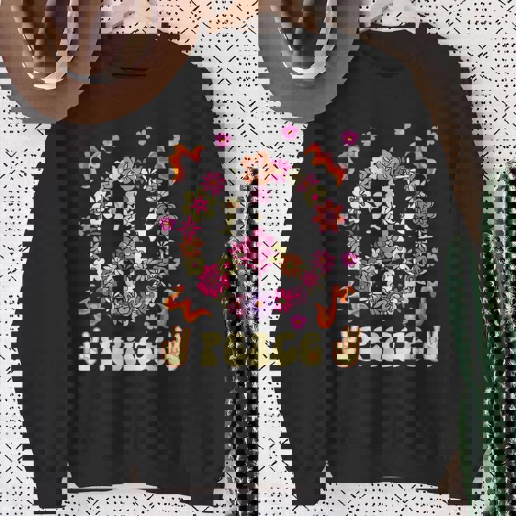 Peace 60年代風 フラワーデザイン スウェットシャツ 年配の女性への贈り物