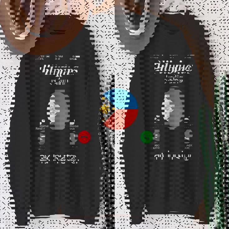 Philippines Is Calling And I Must Go フィリピン国旗シャツ スウェットシャツ 年配の女性への贈り物