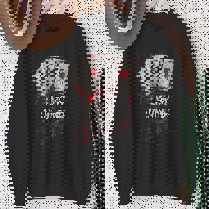 Poker Players ギフト 4エース トランプ Lucky Winner 長袖tシャツ スウェットシャツ 年配の女性への贈り物