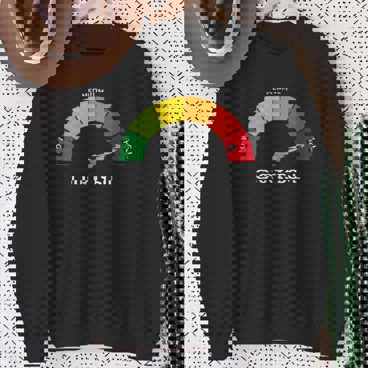 Pure Cortisol 面白いストレスメーターで走る 長袖tシャツ スウェットシャツ 年配の女性への贈り物