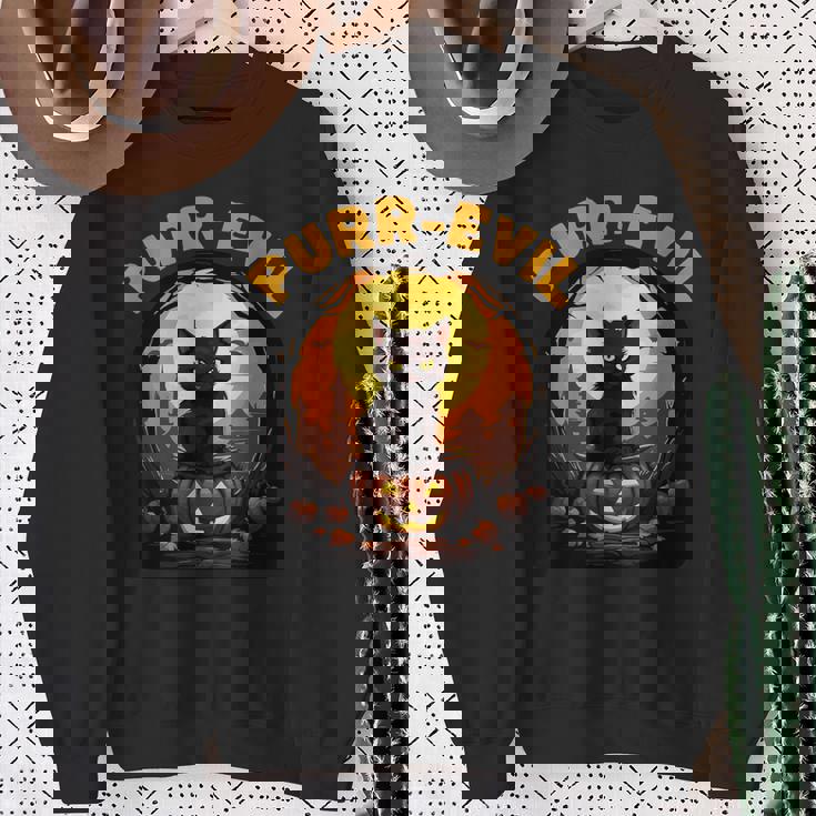 Purr-Evil お化け猫 ハロウィン スウェットシャツ 年配の女性への贈り物