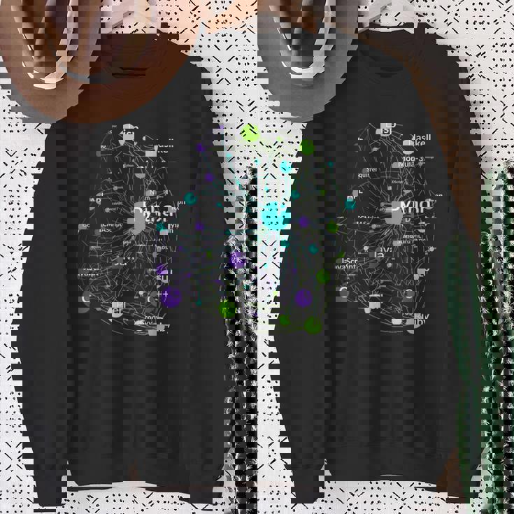 Python プログラミング言語影響ネットワークグラフ スウェットシャツ 年配の女性への贈り物