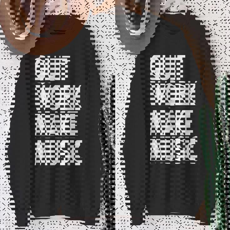 Quit Work Make Music 半袖 スウェットシャツ 年配の女性への贈り物