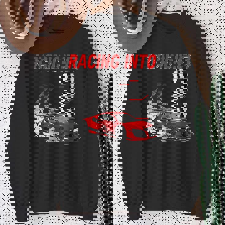 Racing Into 2Nd Birthday レースカー 2歳 幼児 男の子 スウェットシャツ 年配の女性への贈り物