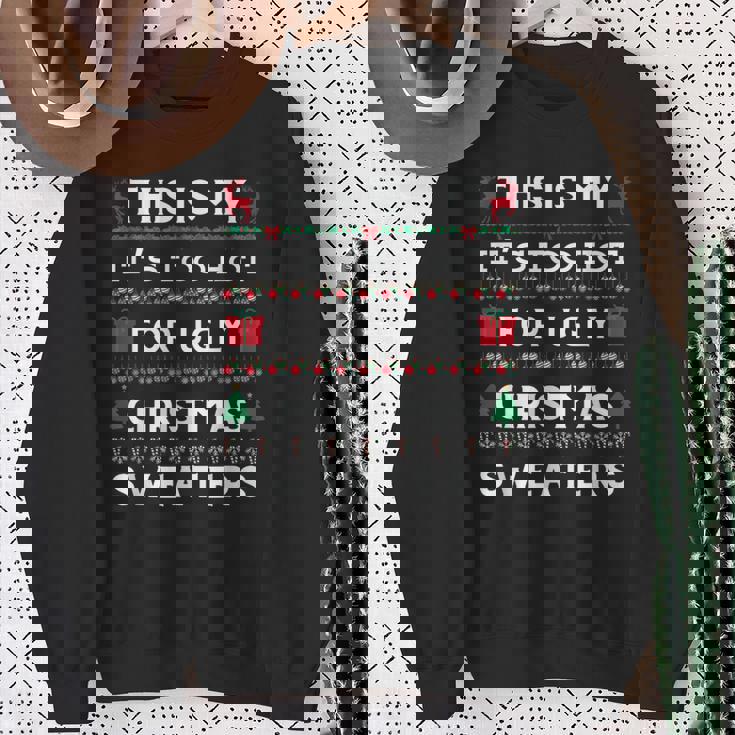 Retro Ugly Christmas Sweater Candy Cane Tree Vibes Sweatshirt Gifts for Old Women