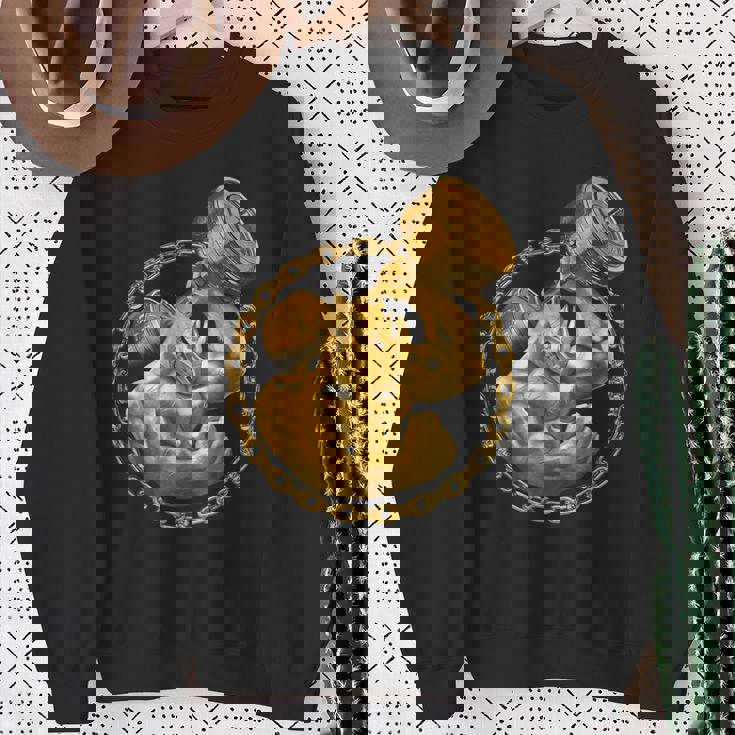 Rhino Beast ワークアウト ゴールド フィットネス ジム 動物 筋肉 ダンベル スウェットシャツ 年配の女性への贈り物