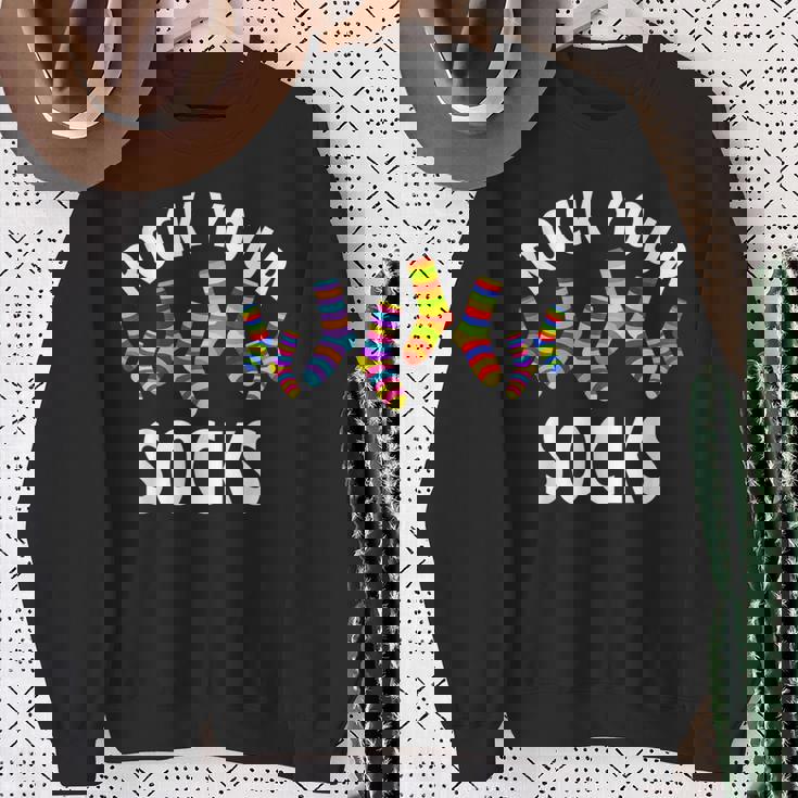 Rock Yourocks Awareness World Downyndrome Day スウェットシャツ 年配の女性への贈り物