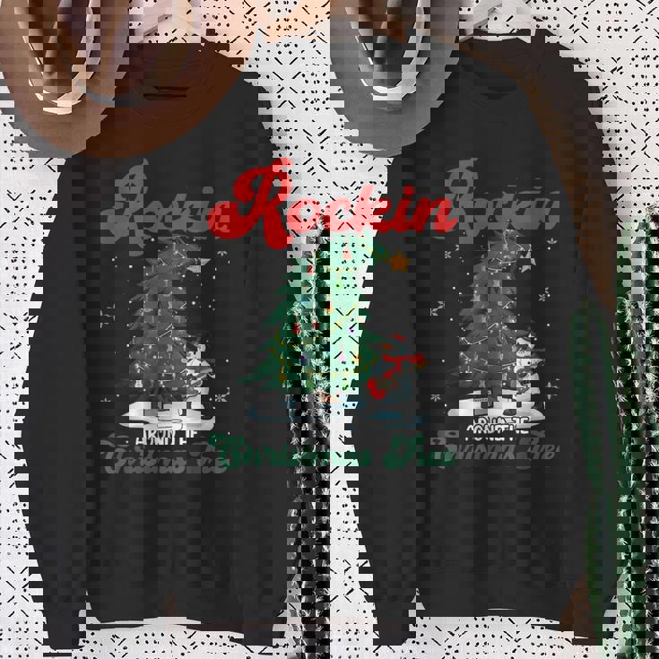 Rocking Around The Xmas Tree Snowman Rock And Roll Guitar Sweatshirt Gifts for Old Women Rocking Around The Xmas Tree Snowman Rock And Roll Guitar Sweatshirt Gifts for Old Women