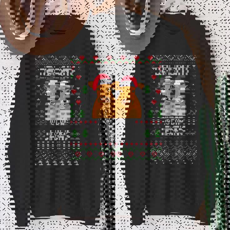 Santa Jersey Cow Christmas Dairy Cattle Ugly Xmas Sweater Sweatshirt Gifts for Old Women