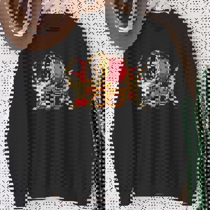 Taiko 男性太鼓太鼓奏者みつどもえグラフィックデザインギフト スウェットシャツ 年配の女性への贈り物