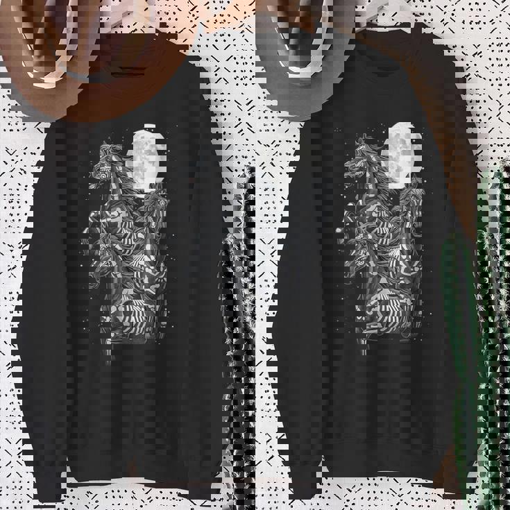 Three Horse Moon Día De Los Muertos Skeleton Horse Sweatshirt Unisex Gifts for Old Women