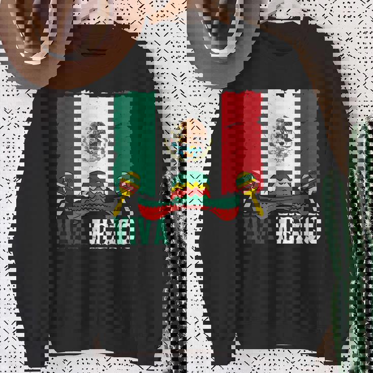 Viva Mexico ソンブレロ インディペンデンス メキシコ 国旗 メキシコ 長袖tシャツ スウェットシャツ 年配の女性への贈り物
