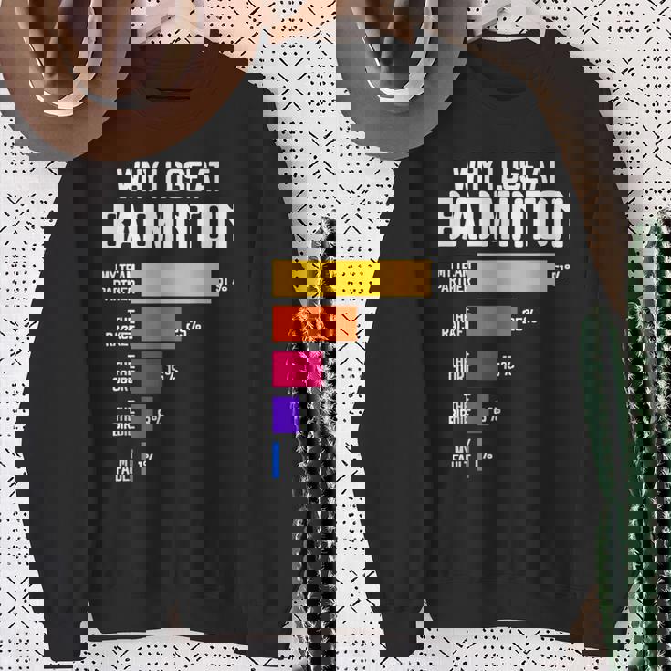 Why I Lose At Badminton 面白い言い訳 シャトルコック バーディー スウェットシャツ 年配の女性への贈り物