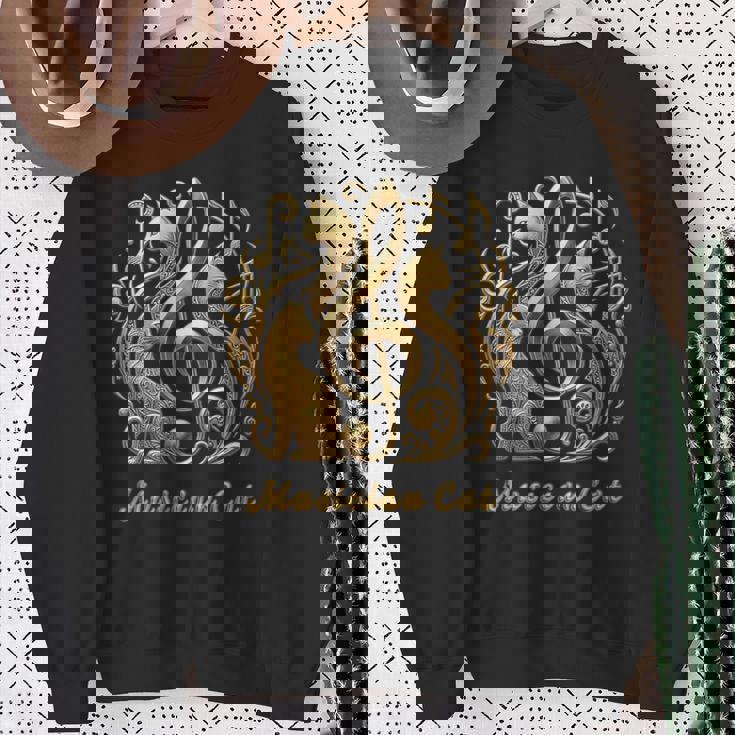 「Musician Cat 」 いつも猫気分 楽器と猫の調べ 音楽記号 猫エンブレム 肉球 スウェットシャツ 年配の女性への贈り物