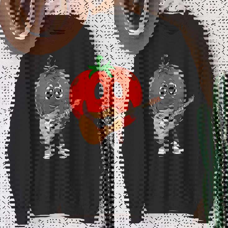 おもしろギタリスト トマト 演奏 ギター ミュージシャン トマト ギター スウェットシャツ 年配の女性への贈り物