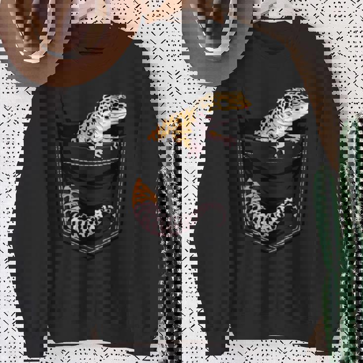 かわいいヒョウゲッコ トカゲ爬虫類 ヒョウ ヤモリのお父さん用 長袖tシャツ スウェットシャツ 年配の女性への贈り物