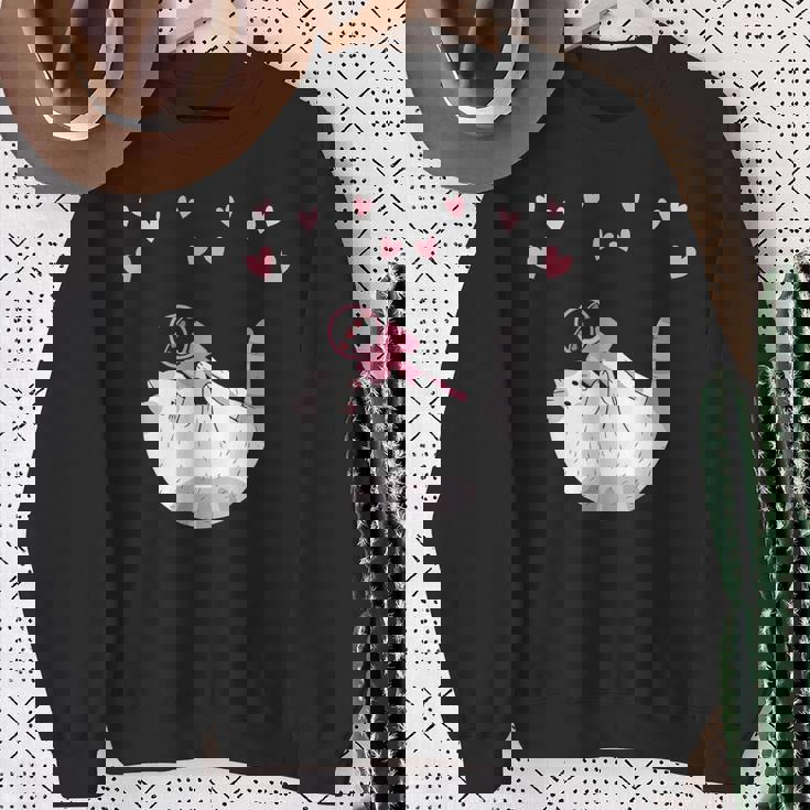 かわいい毛糸の猫はけん玉ハートを弾く スウェットシャツ 年配の女性への贈り物