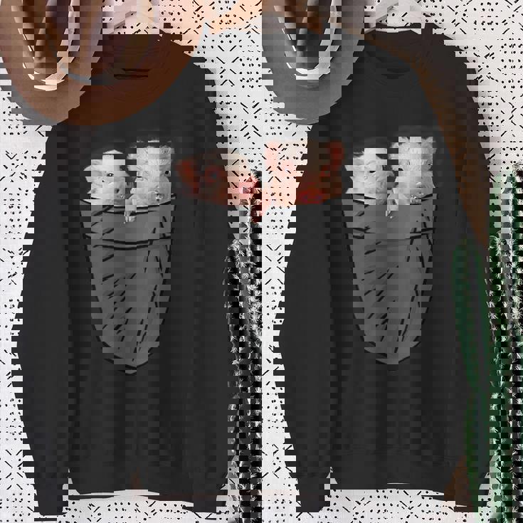 かわいい豚 ポケット覗き見 面白い豚 スウェットシャツ 年配の女性への贈り物