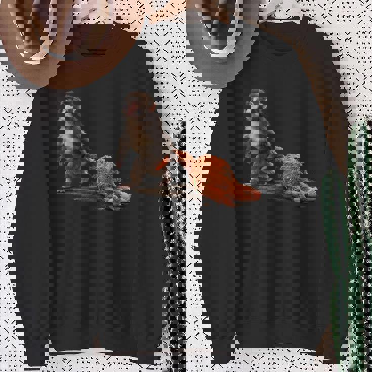 かわいい赤ちゃん猿の名前付きパンチシャツパンチモンキーサポーター 長袖tシャツ スウェットシャツ 年配の女性への贈り物