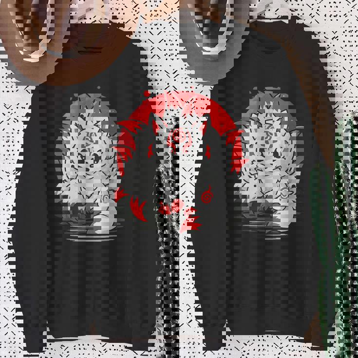 きつね 笑う キツネ 九尾 神話 動物 スウェットシャツ 年配の女性への贈り物