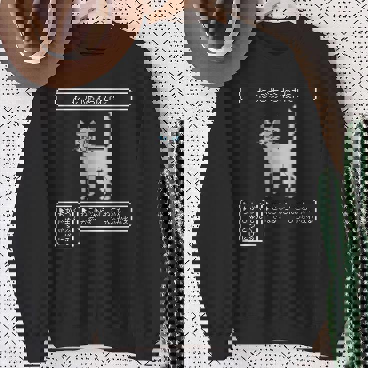 ねこがあらわれた！ 猫好き ゲーム好き ネコ飼い ネコママ 猫ママ ネコパパ 猫パパ Rpg ゲーム 猫 ねこ ネコ 長袖tシャツ スウェットシャツ 年配の女性への贈り物