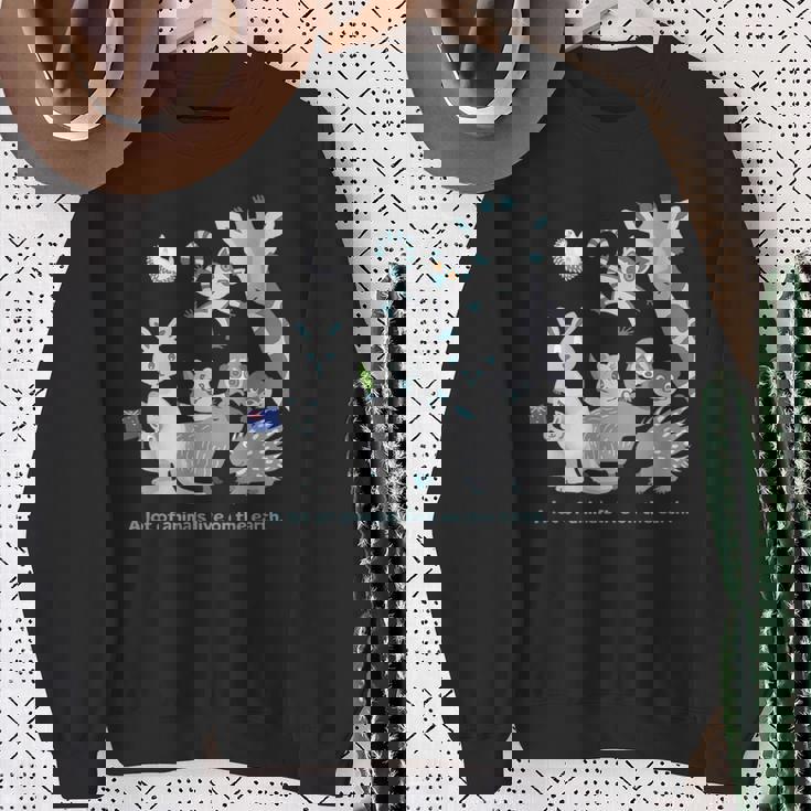 みんなの地球 アニマル キリン カンガルー カピバラ クアッカワラビー ワオキツネザル ハリネズミ メンズ レディース スウェットシャツ 年配の女性への贈り物