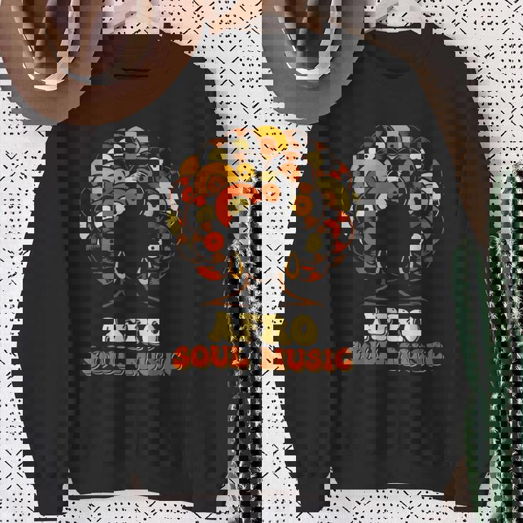 アフロソウルミュージック ビニール レトロ 70年代 80年代 ファンク ディスコダンス スウェットシャツ 年配の女性への贈り物