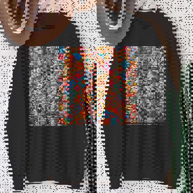 アメリカンキルト カラフル パッチワーク キルティング キルター ソーイング スウェットシャツ 年配の女性への贈り物