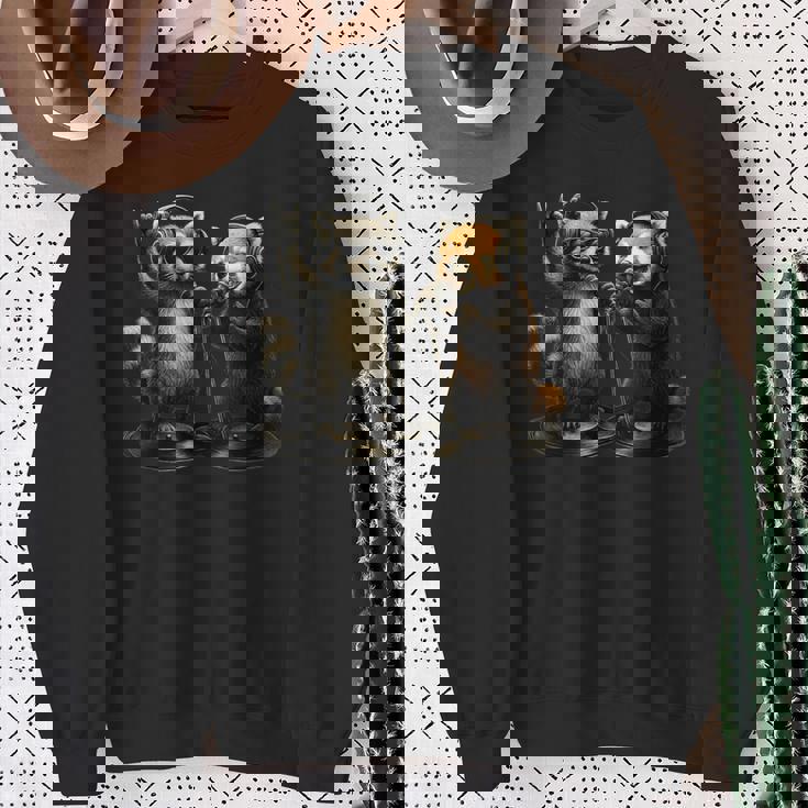 アライグマ レッサーパンダ バンド 音楽 バイブ レトロ 動物 ロック スウェットシャツ 年配の女性への贈り物