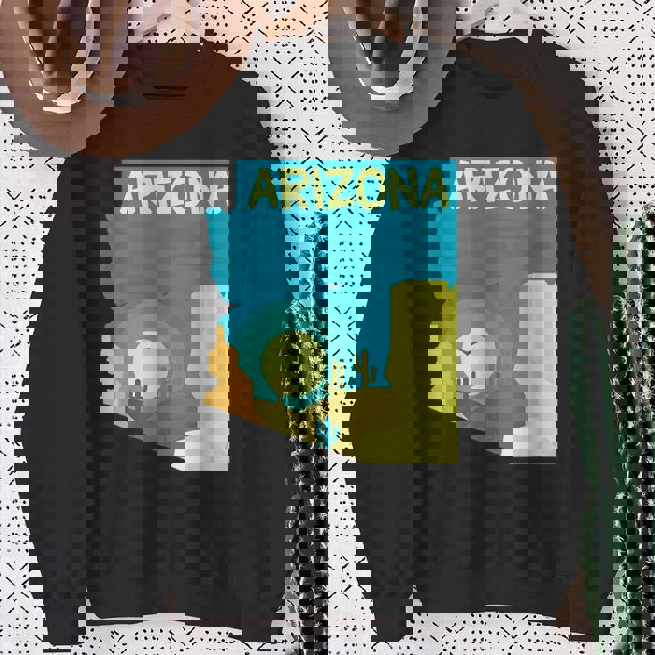 アリゾナ州の地図、モダンな抽象的なアリゾナ砂漠、サボテン スウェットシャツ 年配の女性への贈り物