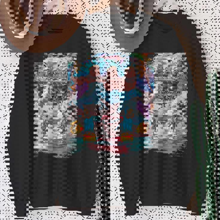 アロハ バーガー 猫 & ピザ ナマケモノ ユニコーン スウェットシャツ 年配の女性への贈り物