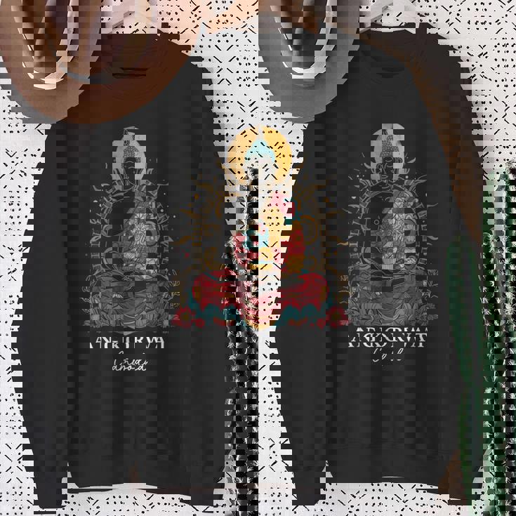 アンコールワット カンボジア ブッダ ヴィンテージ 仏教 お土産 スウェットシャツ 年配の女性への贈り物