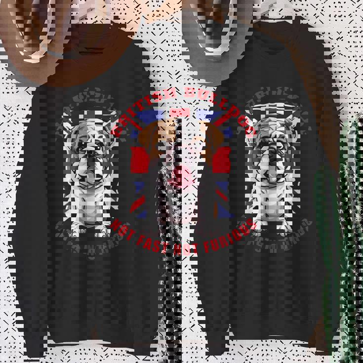 イングリッシュブリティッシュブルドッグ ユニオンジャックフラッグ ドッグオーナー スウェットシャツ 年配の女性への贈り物