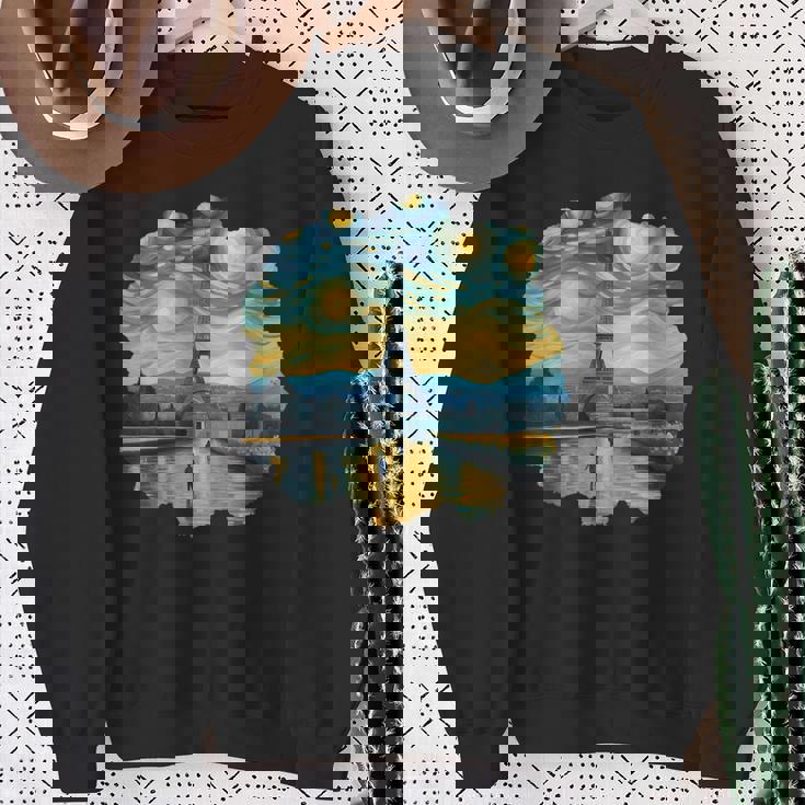 エッフェル塔 アートワーク ルーヴル美術館 フランス観光 パリ スウェットシャツ 年配の女性への贈り物