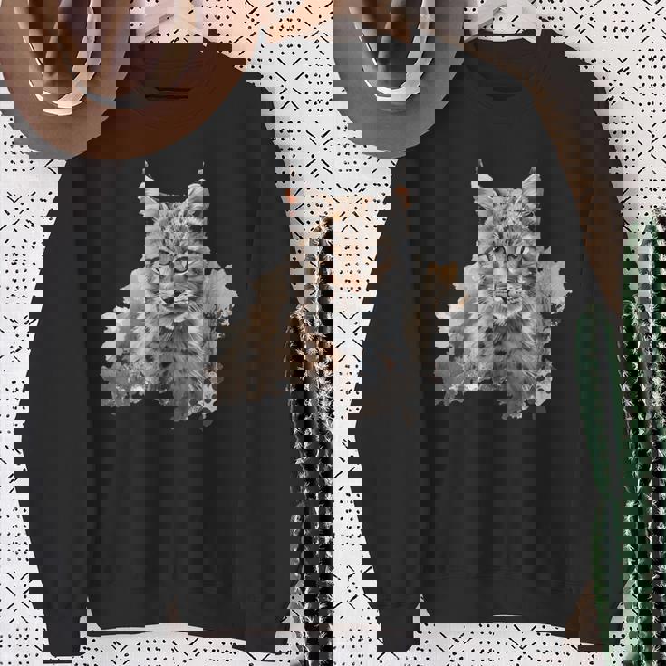 オイル スケッチ ワイルドライフ ボブキャット オレンジ ボブキャット スウェットシャツ 年配の女性への贈り物