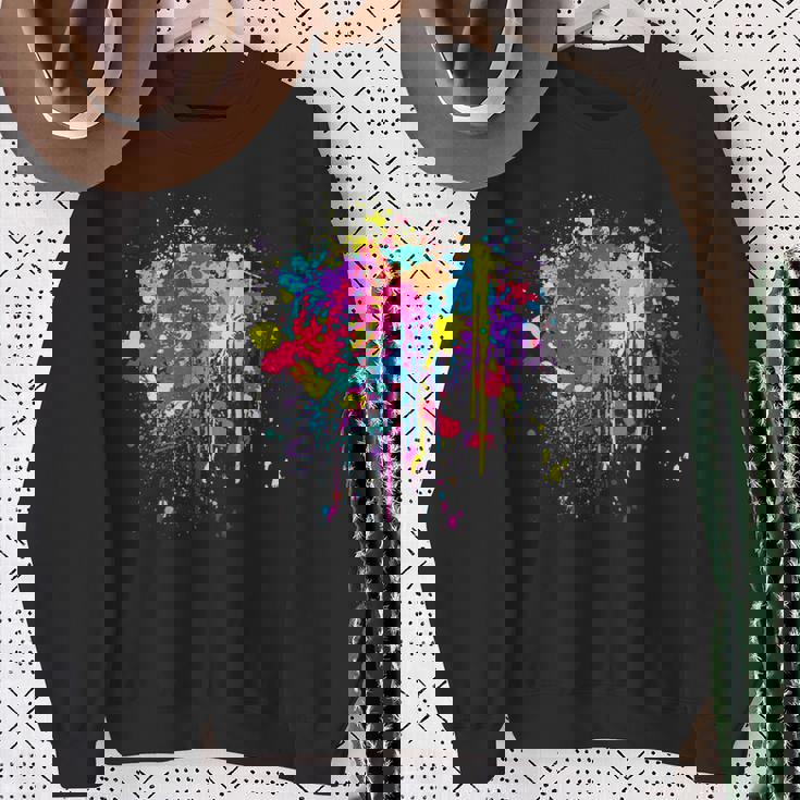 カラフルなペイントスプラッシュカラー。 スウェットシャツ 年配の女性への贈り物