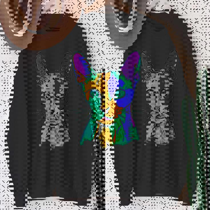 カラフルキャット スウェットシャツ 年配の女性への贈り物