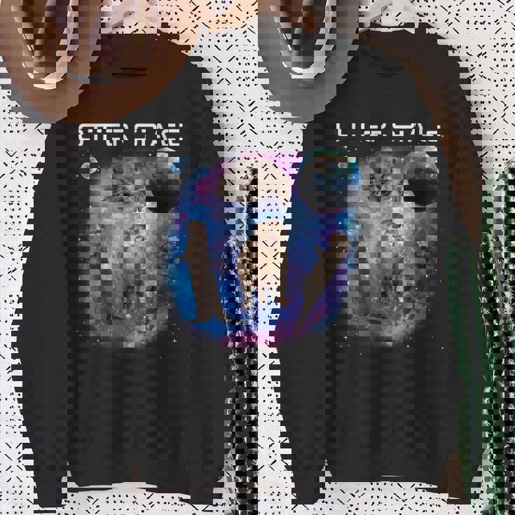 カワウソ宇宙 面白いカワウソ 宇宙カワウソ 長袖tシャツ スウェットシャツ 年配の女性への贈り物