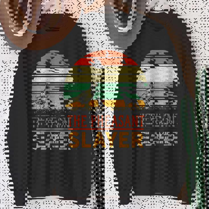 キジの鳥狩り 面白いスレイヤーハンターレトロヴィンテージ スウェットシャツ 年配の女性への贈り物