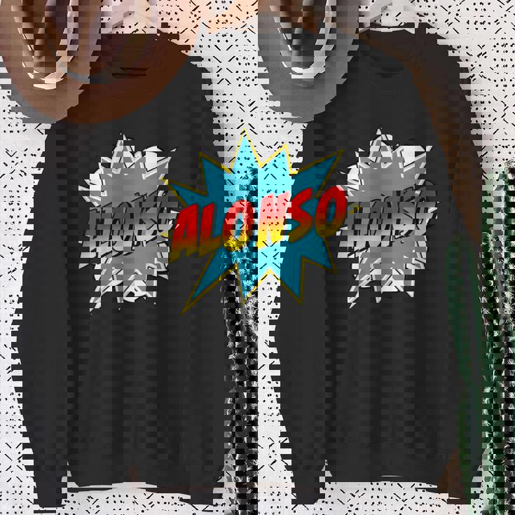 キッズ 男の子 アロンソ 名前 コミック 本 スーパーヒーロー スウェットシャツ 年配の女性への贈り物