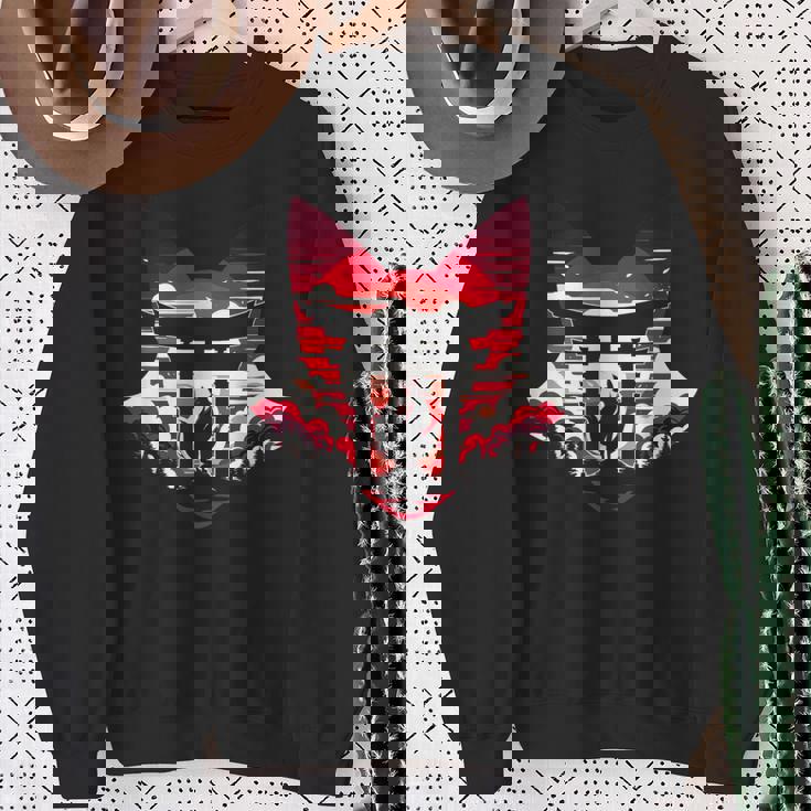 キツネ キツネ 九尾狐シルエット アニメ好き スウェットシャツ 年配の女性への贈り物