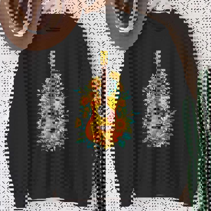 ギター 面白tシャツ おもしろ ギタリスト 服 音楽 メンズ キッズ ネタ 服 オリジナル 軽音 ひまわり スウェットシャツ 年配の女性への贈り物