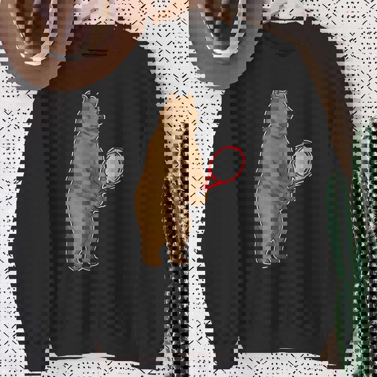 クマ テニス テニスラケット スポーツ スウェットシャツ 年配の女性への贈り物