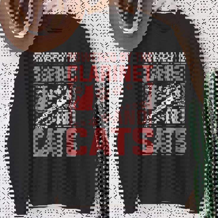 クラリネットとキャッツの面白いクラリネットプレーヤーがパワーアップ。 スウェットシャツ 年配の女性への贈り物