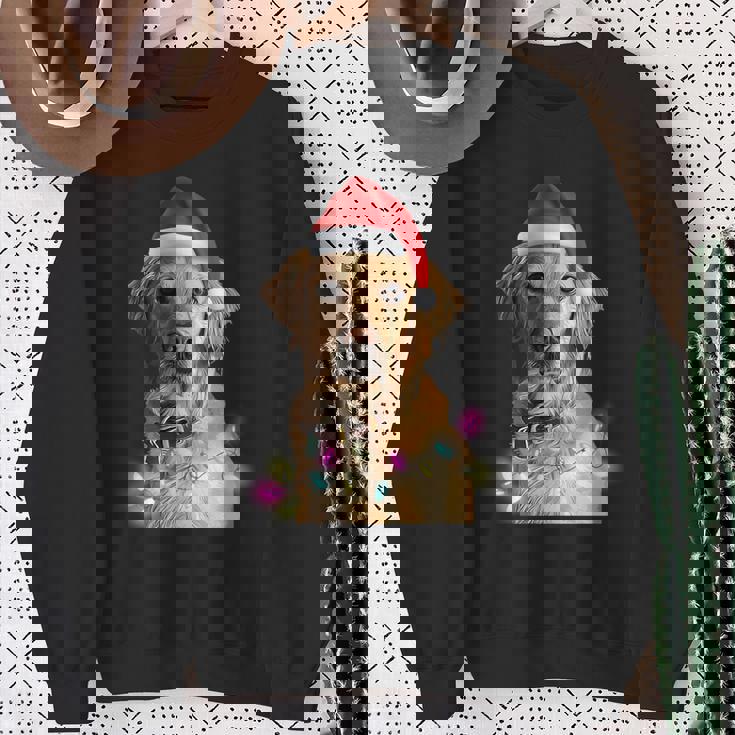 クリスマス ゴールデンレトリバー クリスマス ドッグツリー サンタハット リトリーバー 長袖tシャツ スウェットシャツ 年配の女性への贈り物